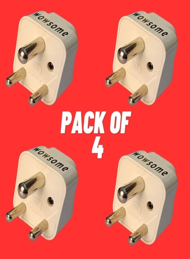 Wowsome 4 Pcs. USA to India Converter Plug - Type D Travel Adapter - Universal World Plug Adapter from (USA, Canada, UK, EU, Australia) to Indian Power Socket - Pack of 4 - White - Image 2